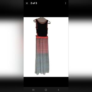 Women's  Pink Rose  Black and Multicolor Maxi Dress light Weight Sleeveless Sz M